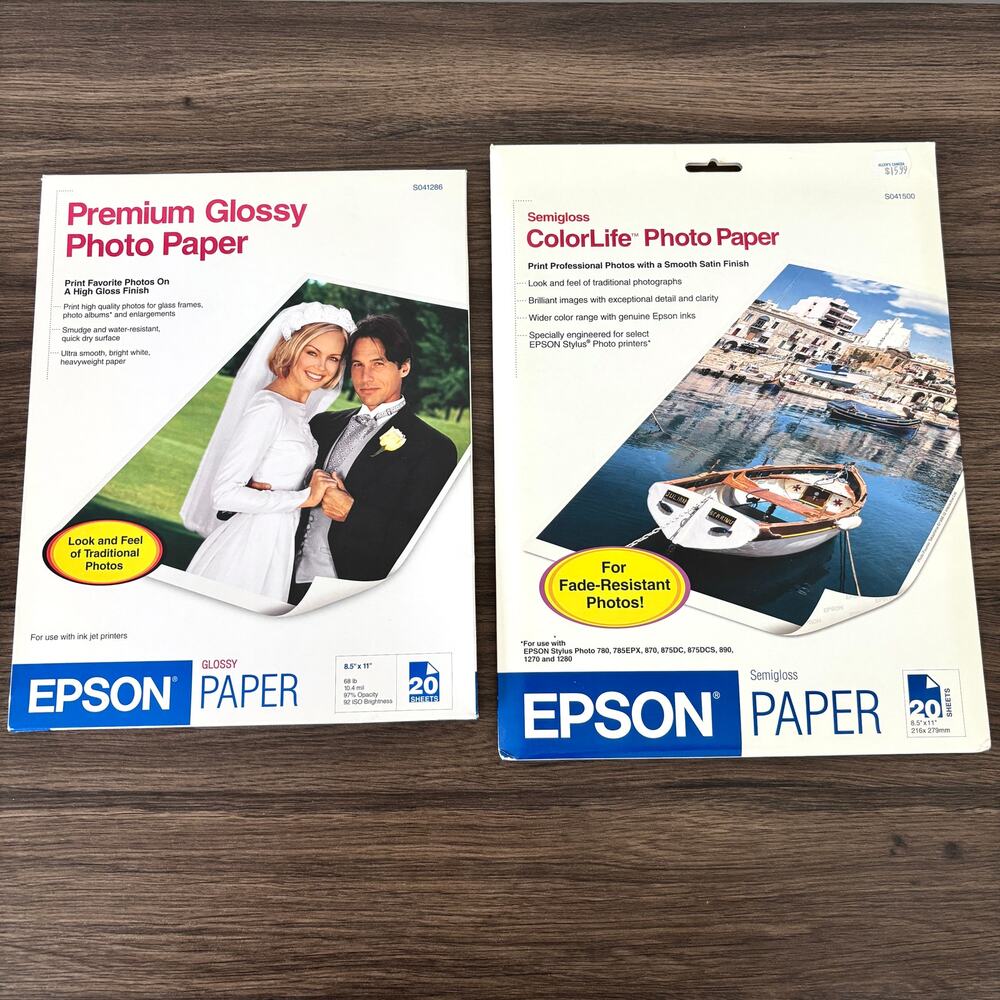 Epson Photo Paper - Semigloss ColorLife and Premium Glossy - Letter - White
